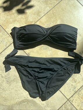Mossimo Supply Co. Black Bandeau Tie-Side Bikini